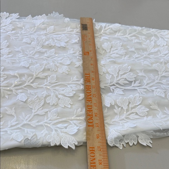 Lulus Midnight Sparkle White Embroidered Feather Bustier Maxi Dress Size Medium - Picture 7 of 11